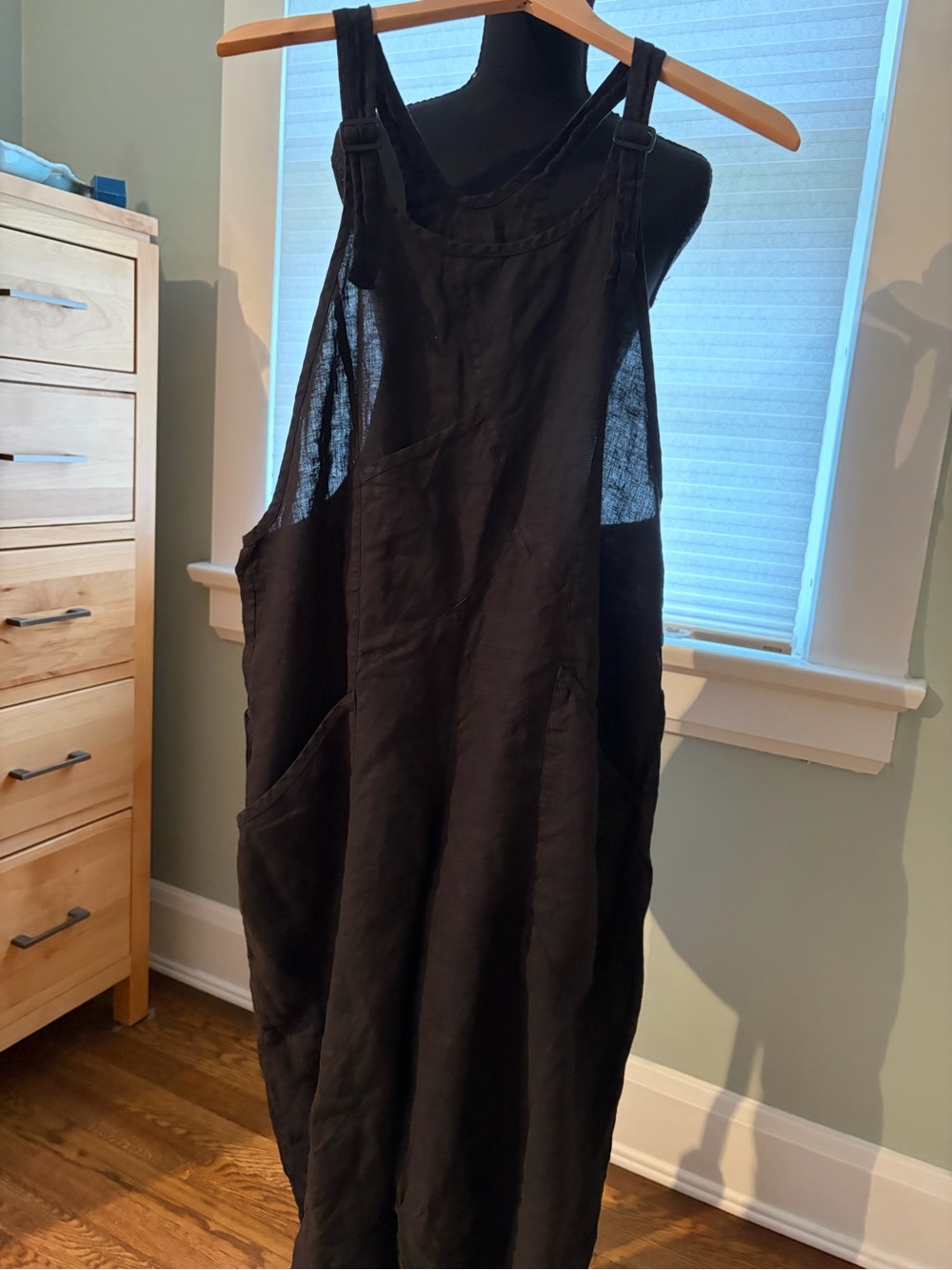 Women’s Black Linen Utility Jumpsuit - Casual Overalls Style